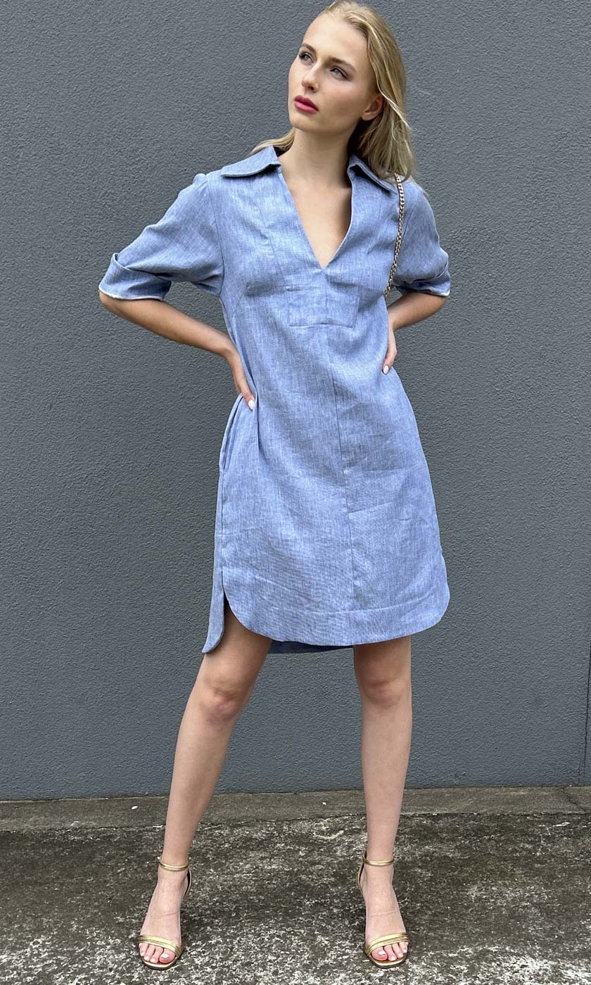 ginger denim dress GINGER Washed Denim Maxi Dress