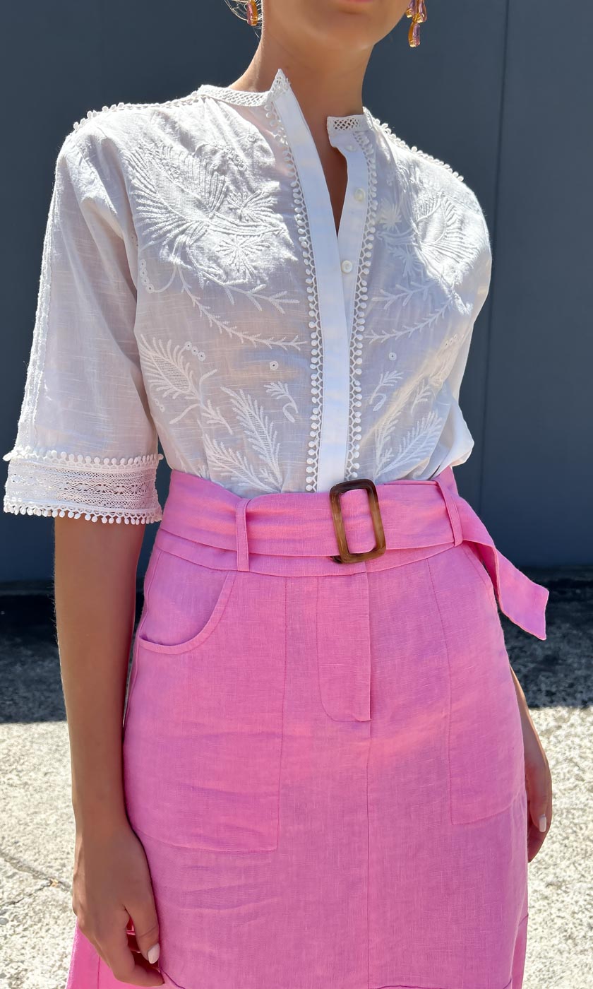 HOSS Century Linen Skirt - Pink
