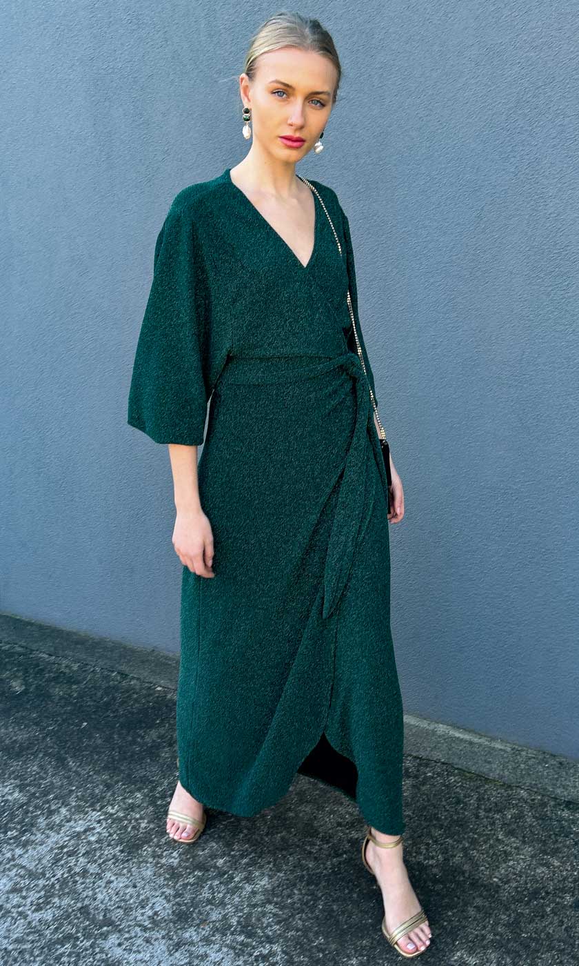 HOSS Glam Wrap Dress - Emerald