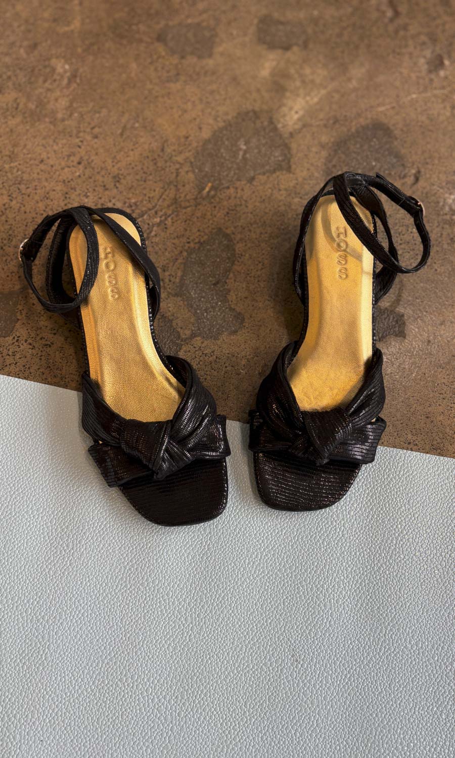 Hoss Belle Black Glomesh Sandals