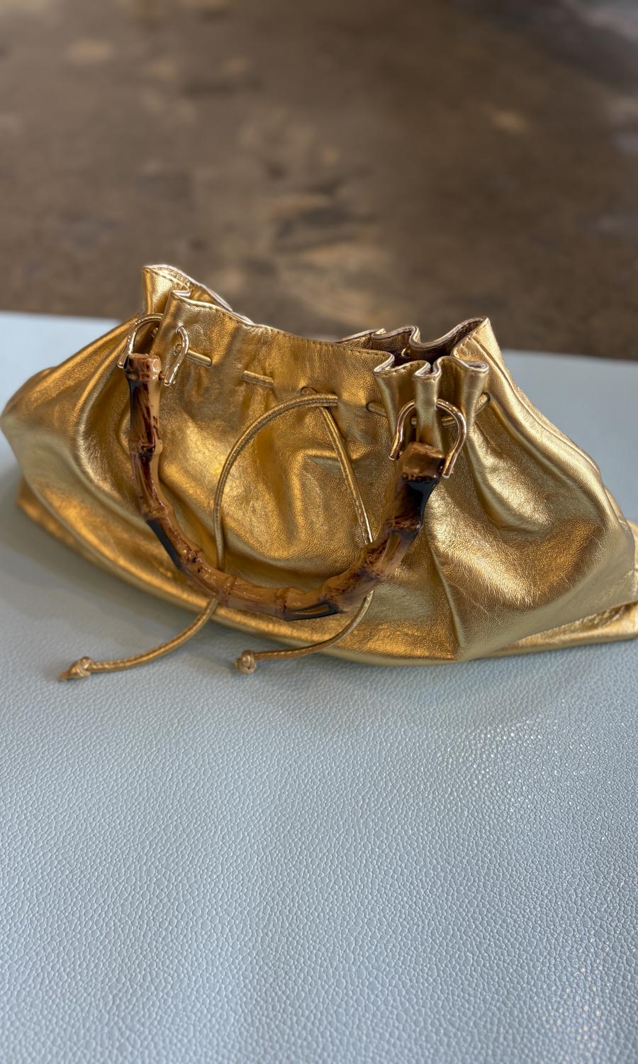 hoss Nigella Gold Leather Handbag