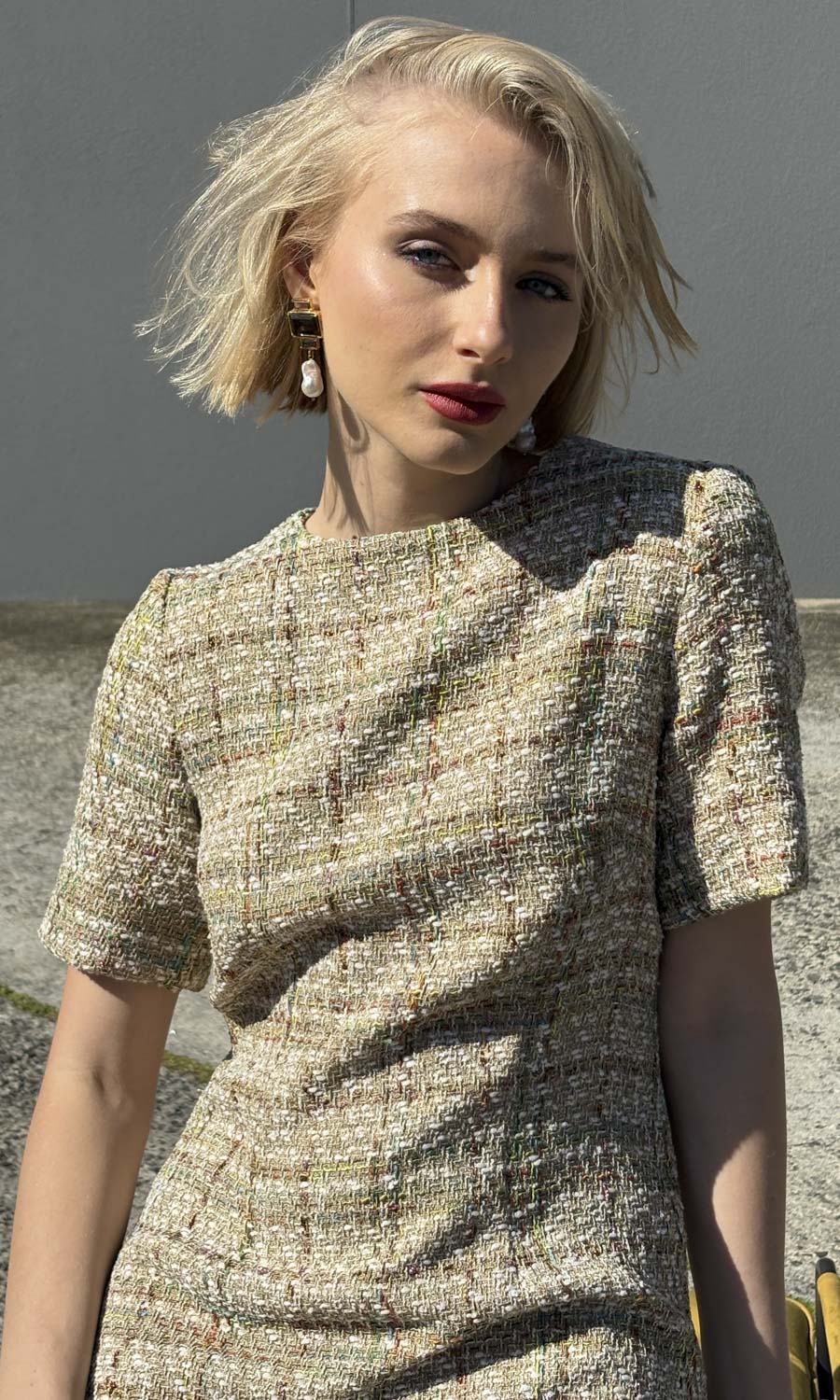 hoss Marcel Dress - Multicolour Raw Silk Weave