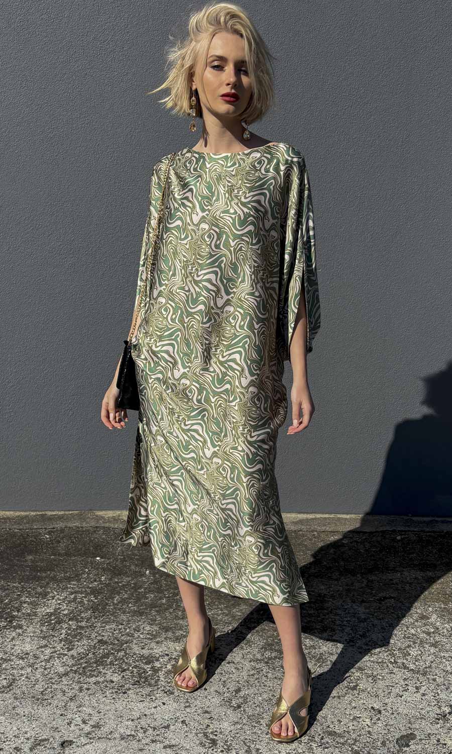 hoss Romulus Dress - Green Silk Swirl
