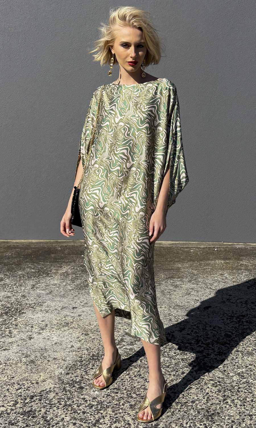 hoss Romulus Dress - Green Silk Swirl