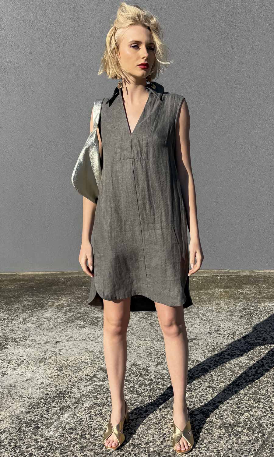 hoss Ginger Dress - Olive Linen