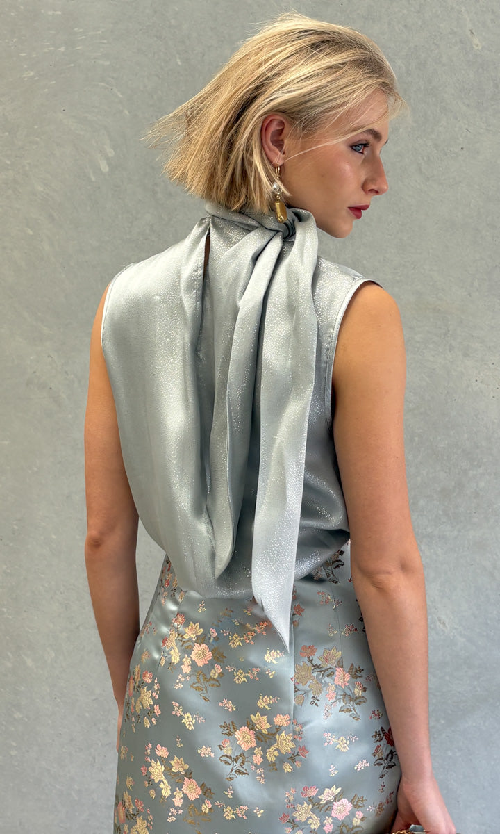 hoss Mardi Silk Top - Silver Blue