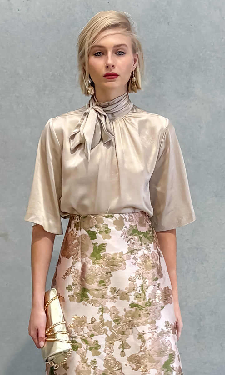 hoss Lucen Champagne Silk Top