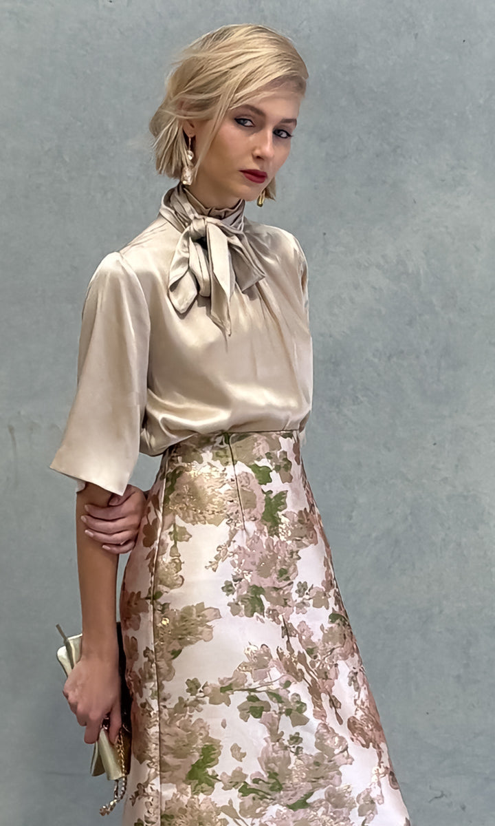 hoss Lucen Champagne Silk Top