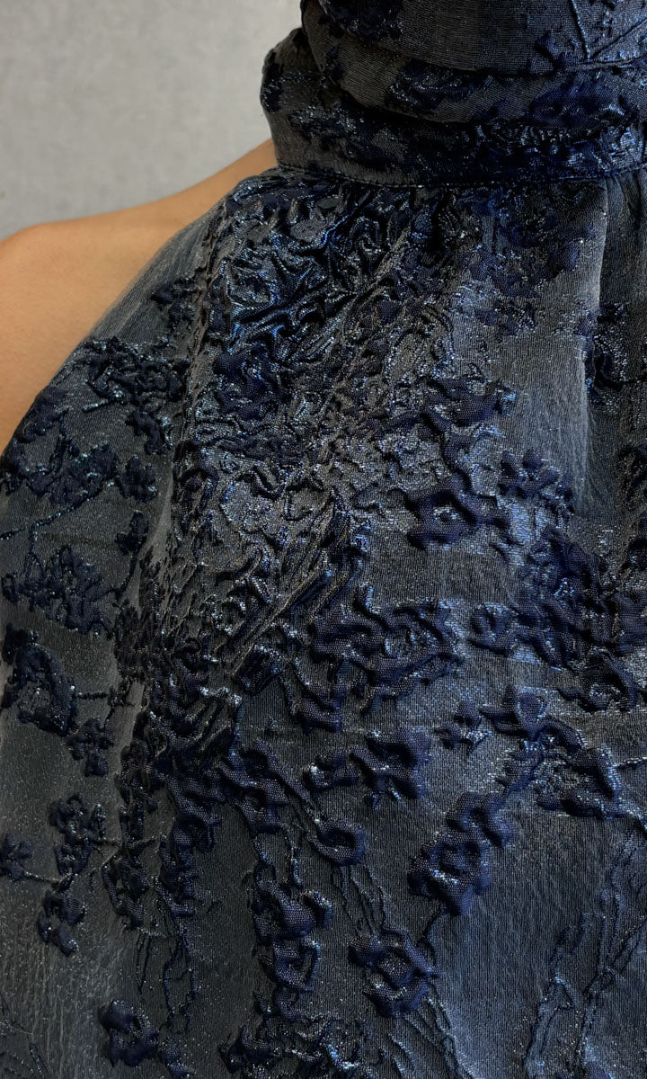 hoss Montreal Maxi Halter Dress - Blue Reef Organza Brocade