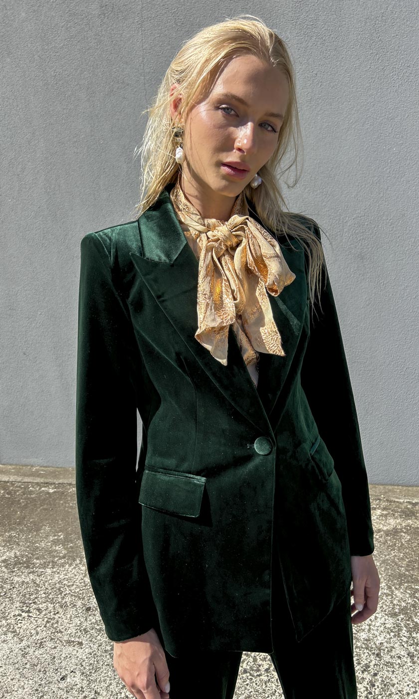 Alexandra Neel Velvet Jacket - Rich Green