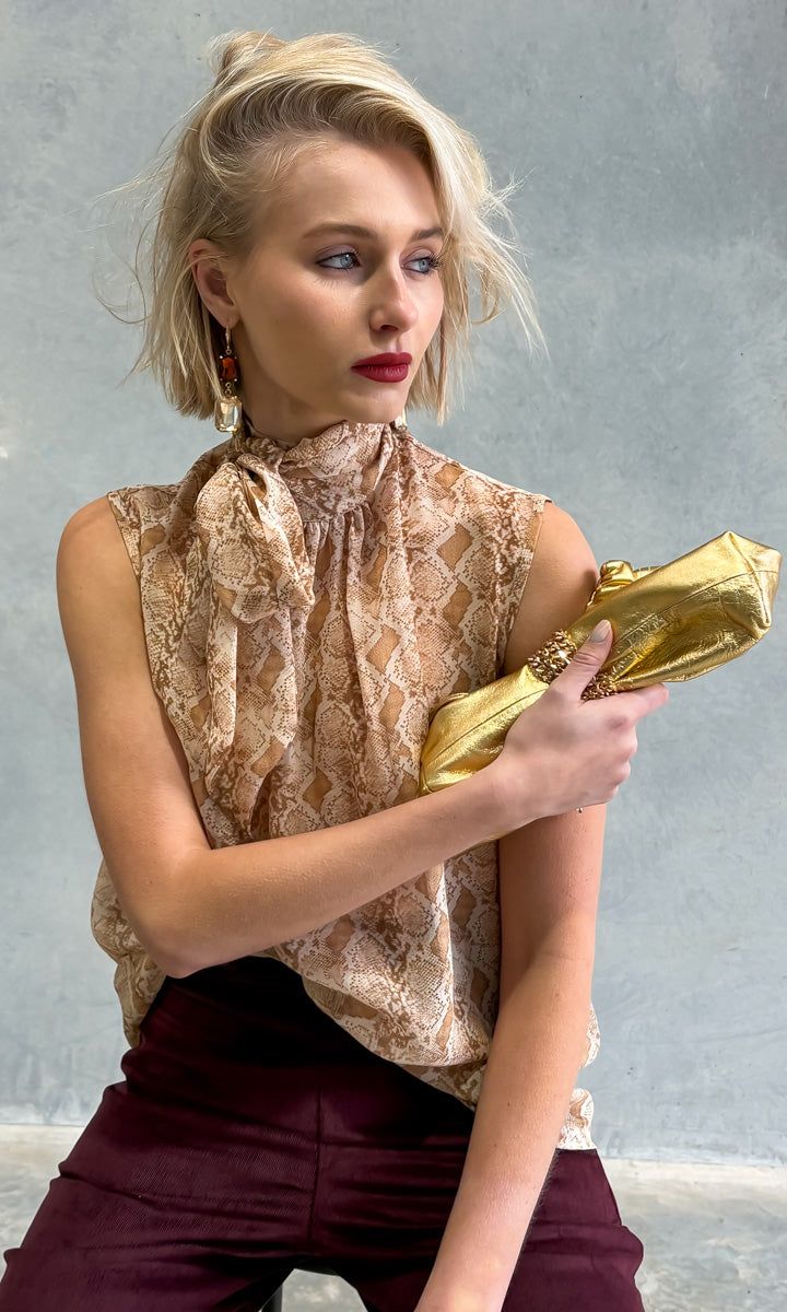 hoss Mardi Silk Top - Snake Chiffon