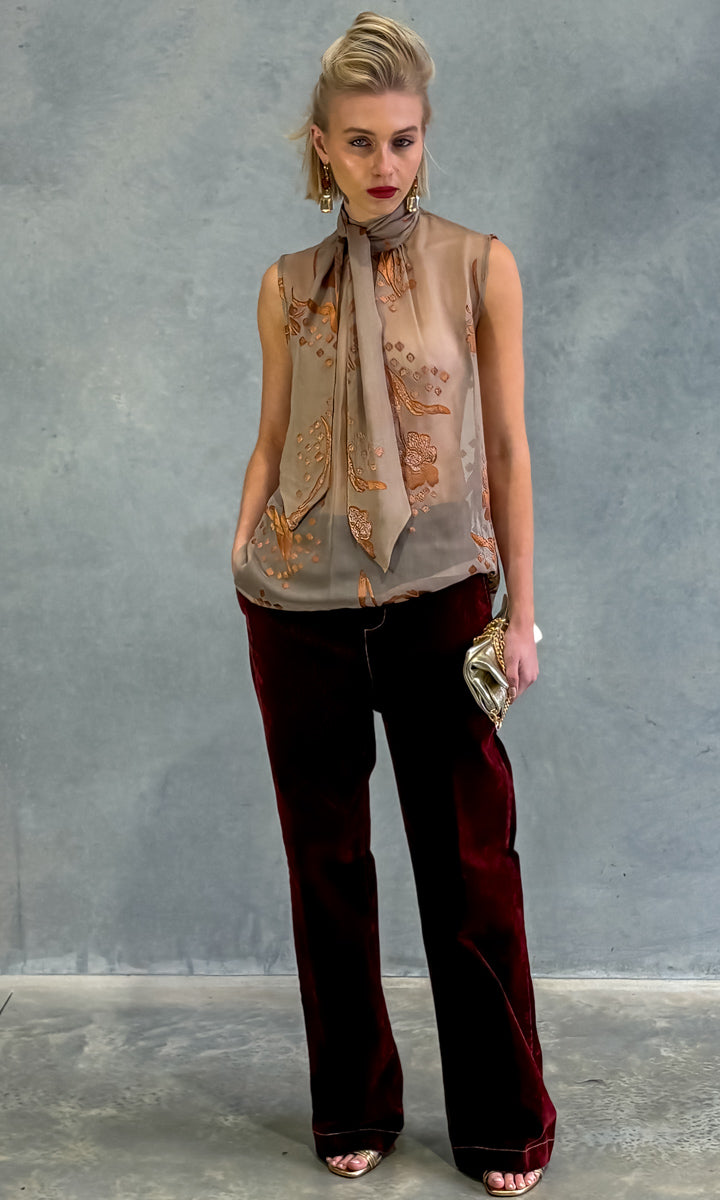 hoss Mardi Silk Top - Copper Vine