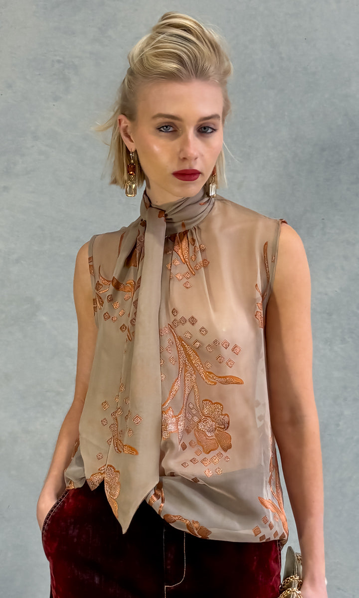 hoss Mardi Silk Top - Copper Vine