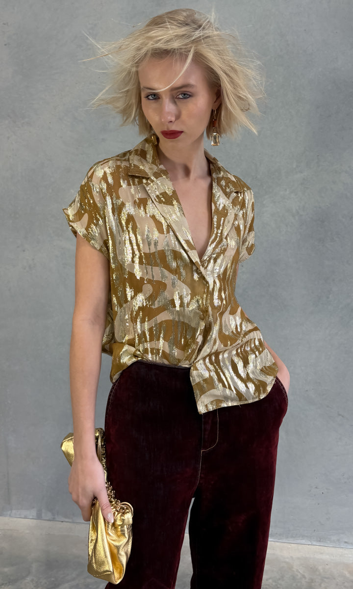 Hoss Little Shirt - Gold Green Swirl