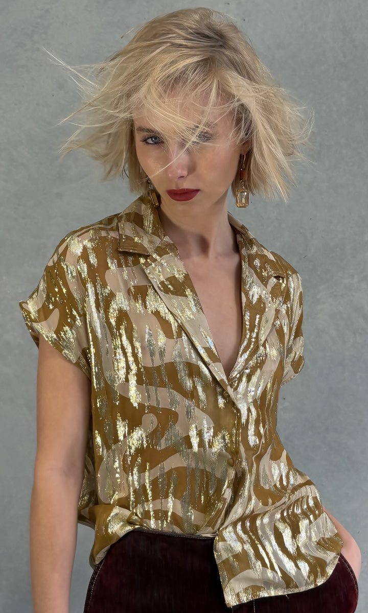 Hoss Little Shirt - Gold Green Swirl