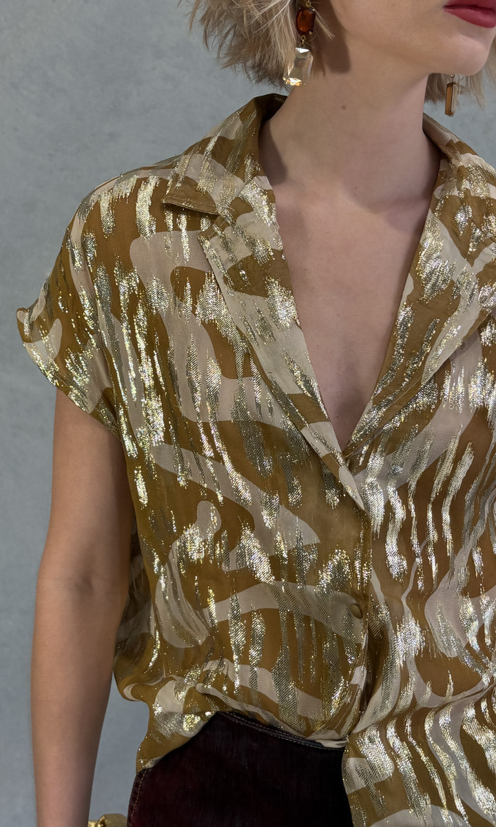 Hoss Little Shirt - Gold Green Swirl