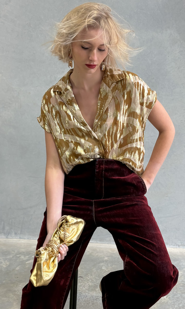 Hoss Little Shirt - Gold Green Swirl