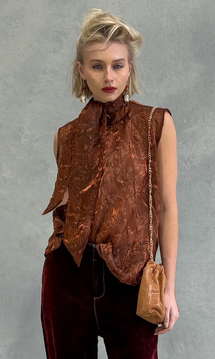 hoss Mardi Tie Top - Copper Plated  Metallic