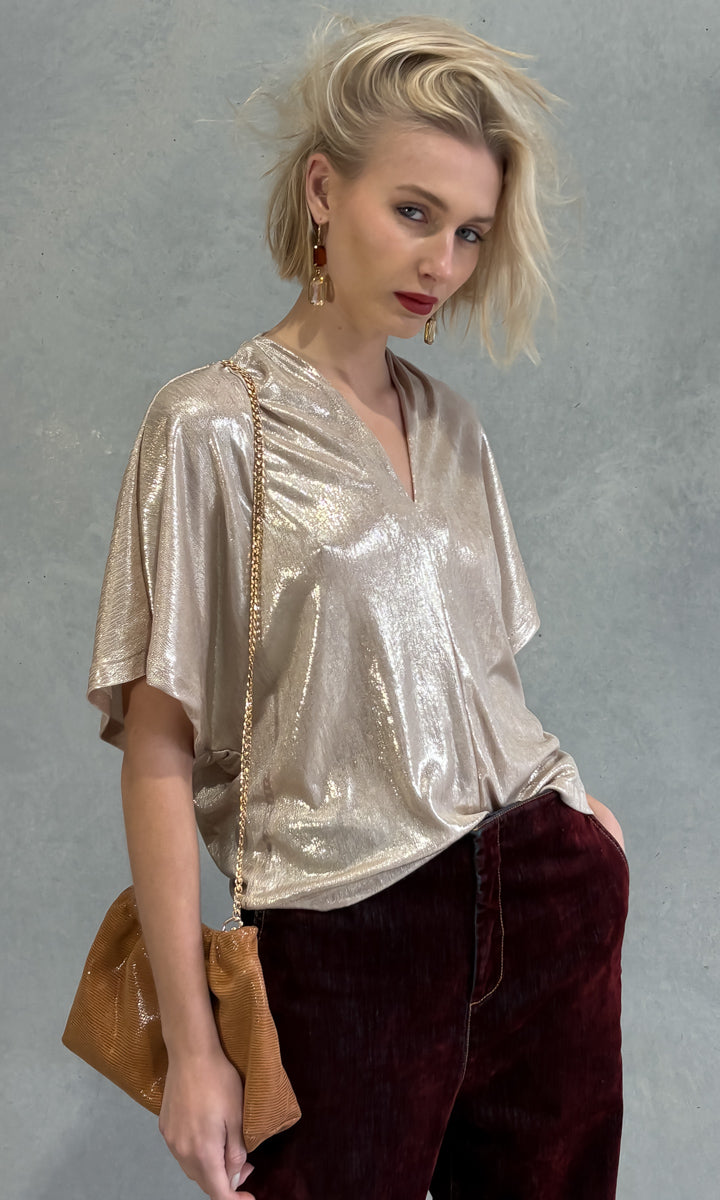 hoss Jerry V Neck Top - Champagne
