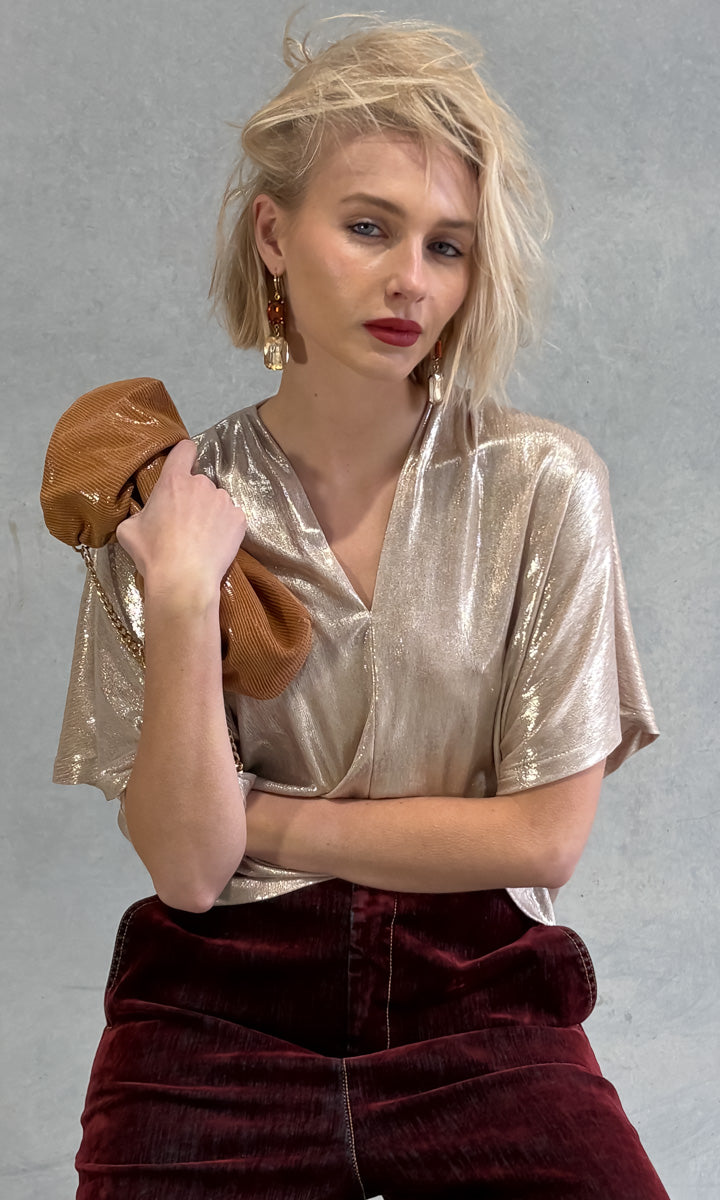 hoss Jerry V Neck Top - Champagne