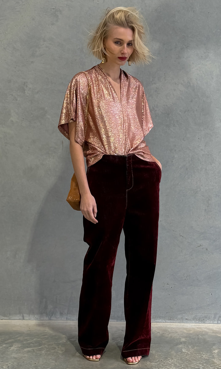 hoss Jerry V Neck Top - Clay