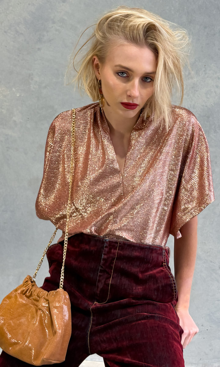 hoss Jerry V Neck Top - Clay