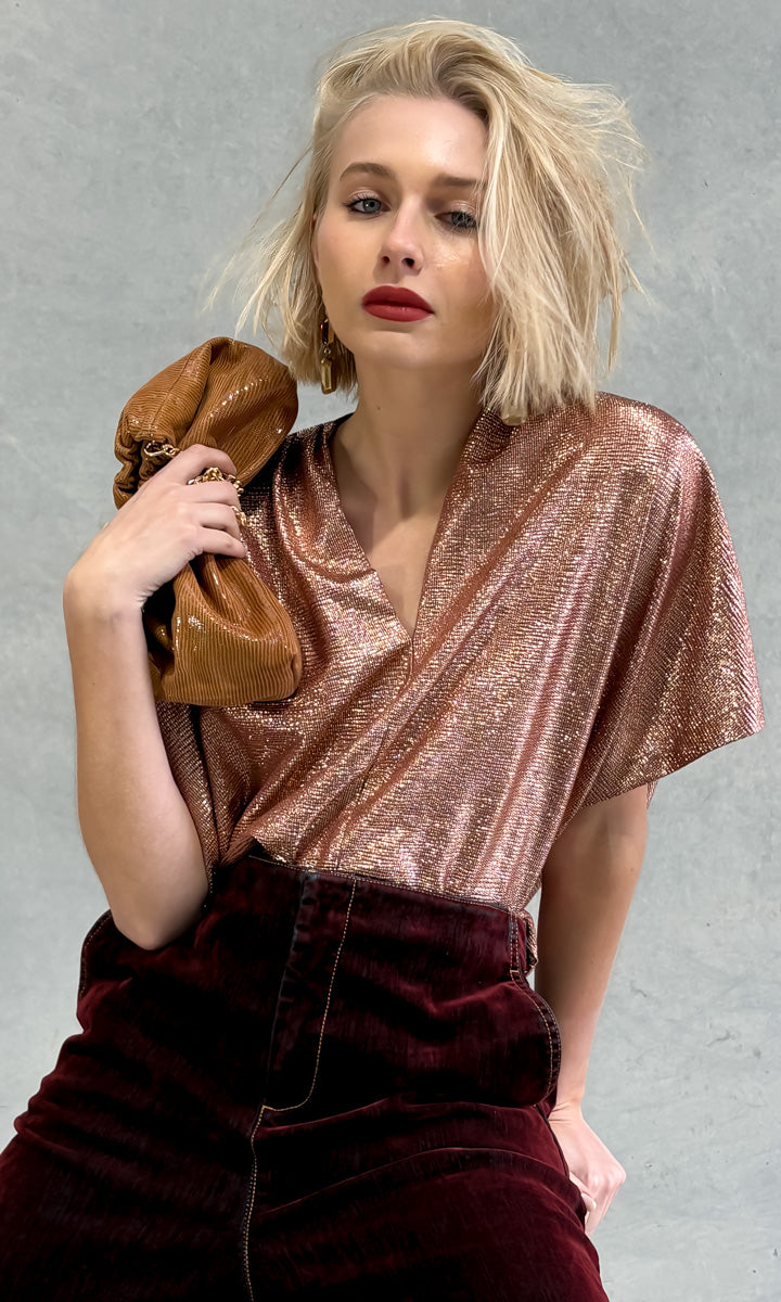 hoss Jerry V Neck Top - Clay