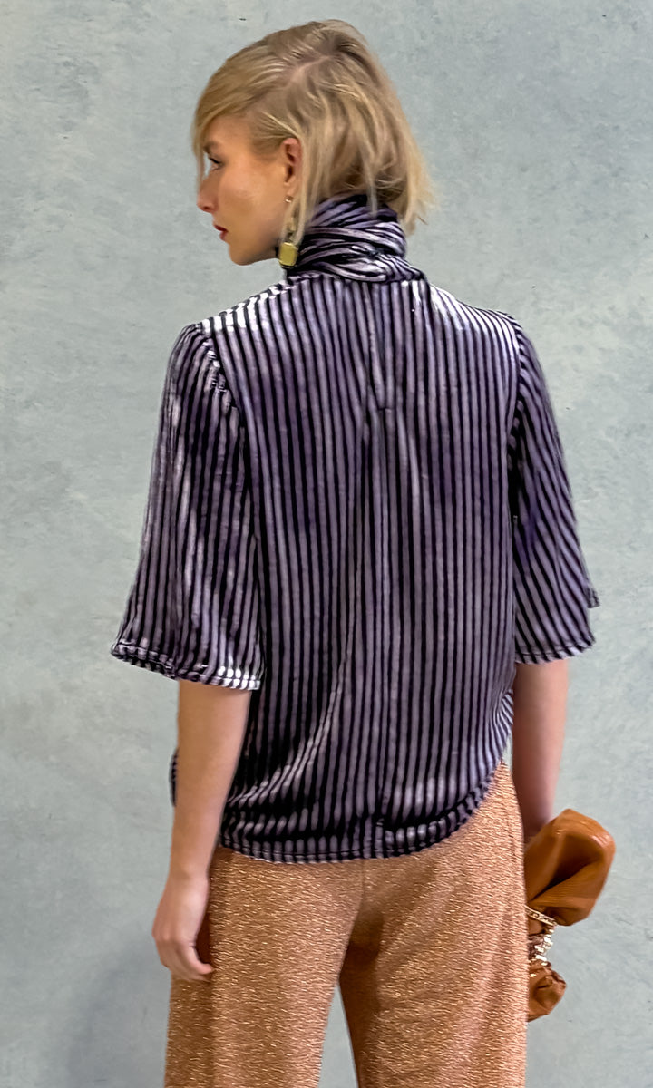 hoss Lucen Purple Stripe Silk Velvet Top
