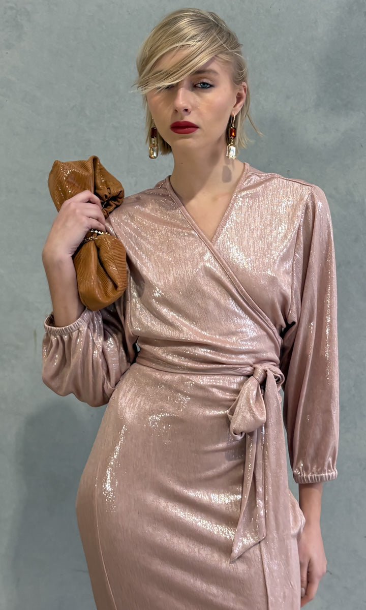 HOSS  Wrap Dress - Rose Gold