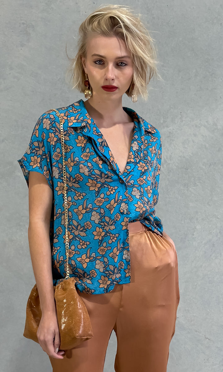 hoss Timo Shirt - Blue Floral