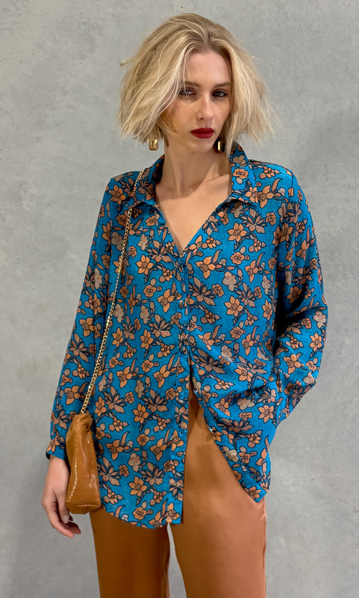 hoss L/S Alex Shirt - Blue Floral