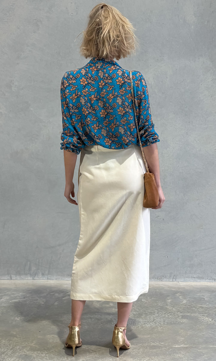 Beatrice b Linen Skirt w Fringe - Cream