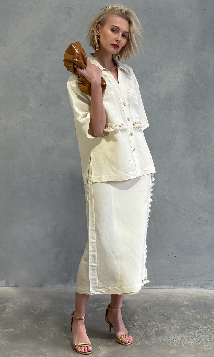 Beatrice b Linen Shirt w Fringe