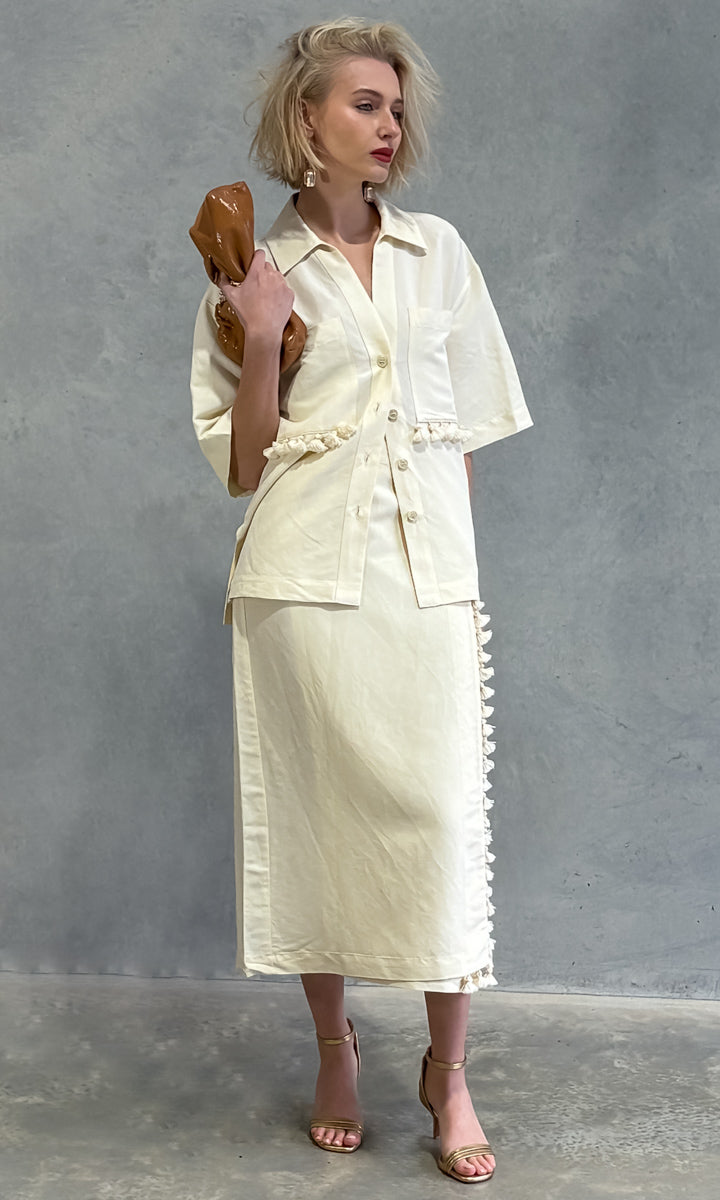 Beatrice b Linen Shirt w Fringe