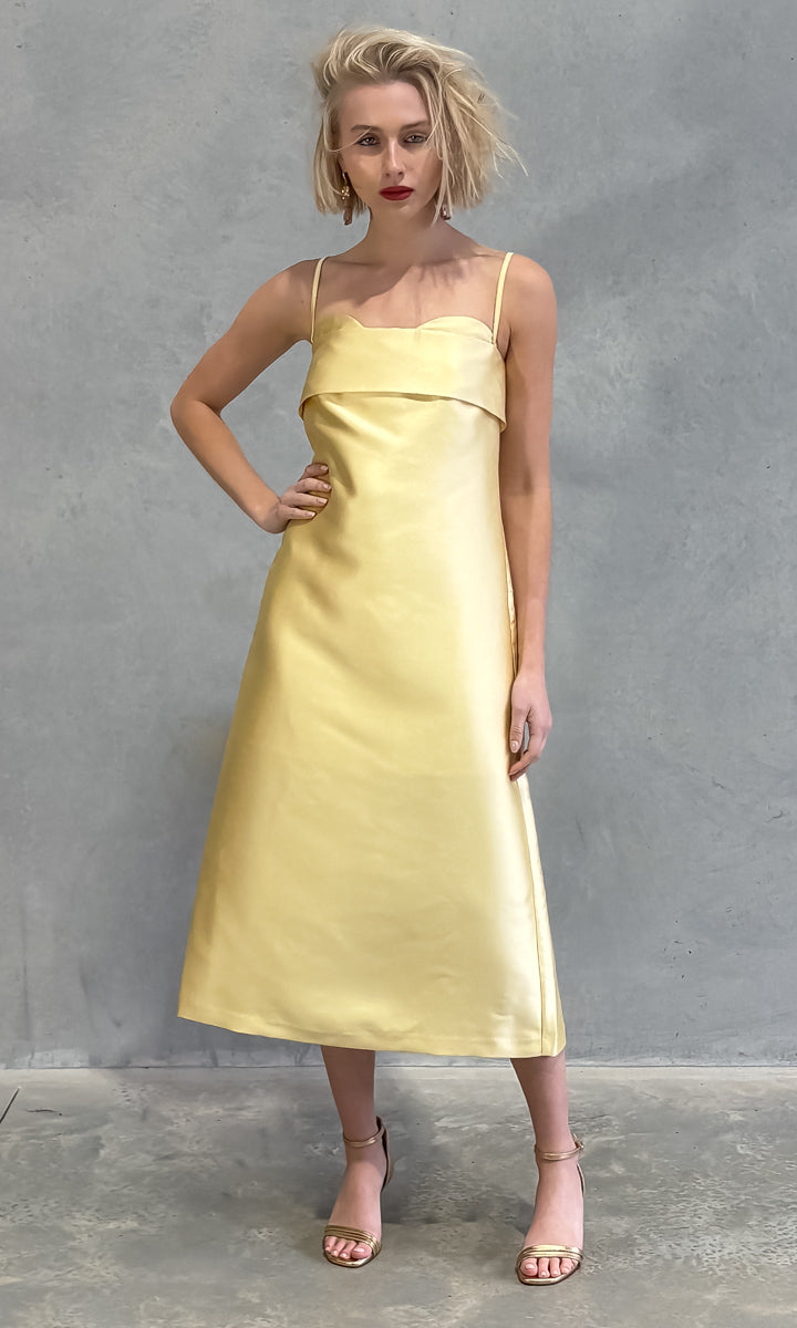 Beatrice B Midi Duchesse Dress - Yellow