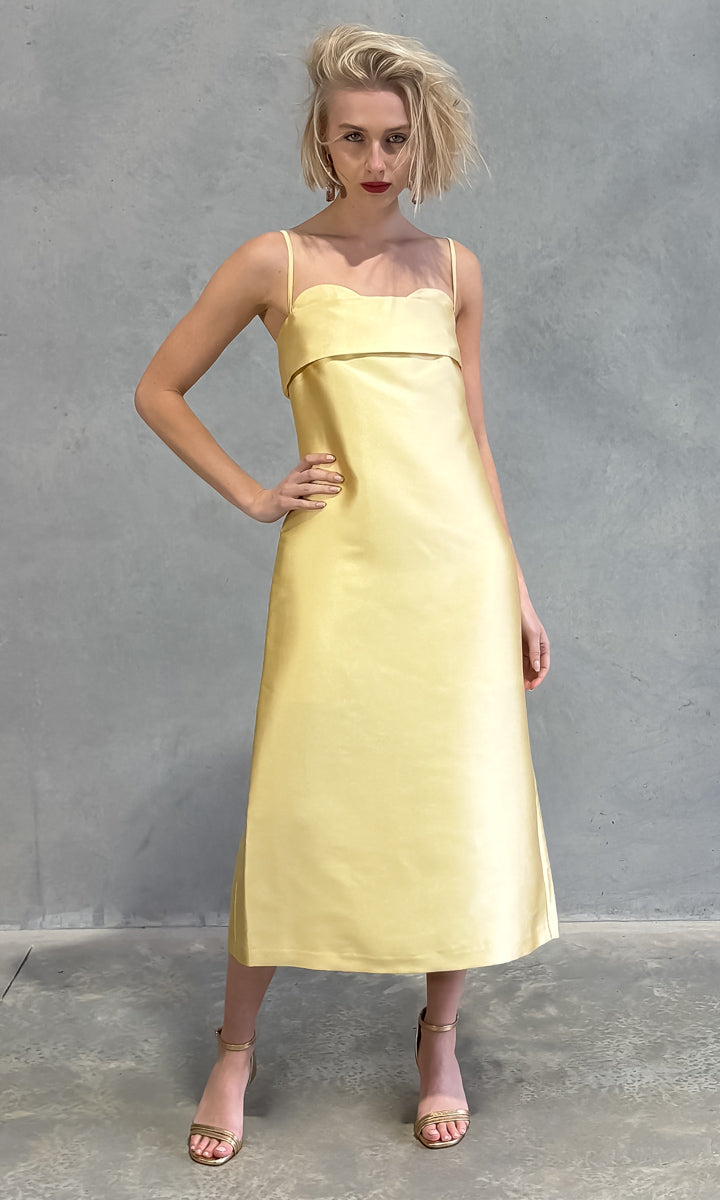Beatrice B Midi Duchesse Dress - Yellow
