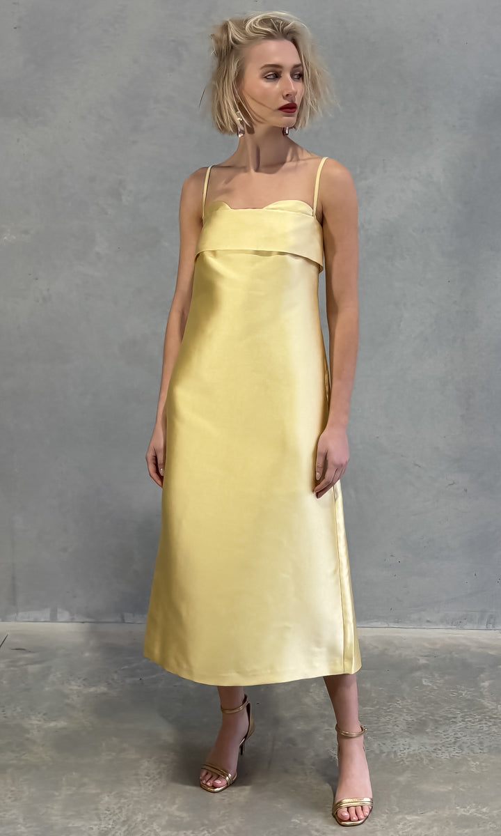 Beatrice B Midi Duchesse Dress - Yellow