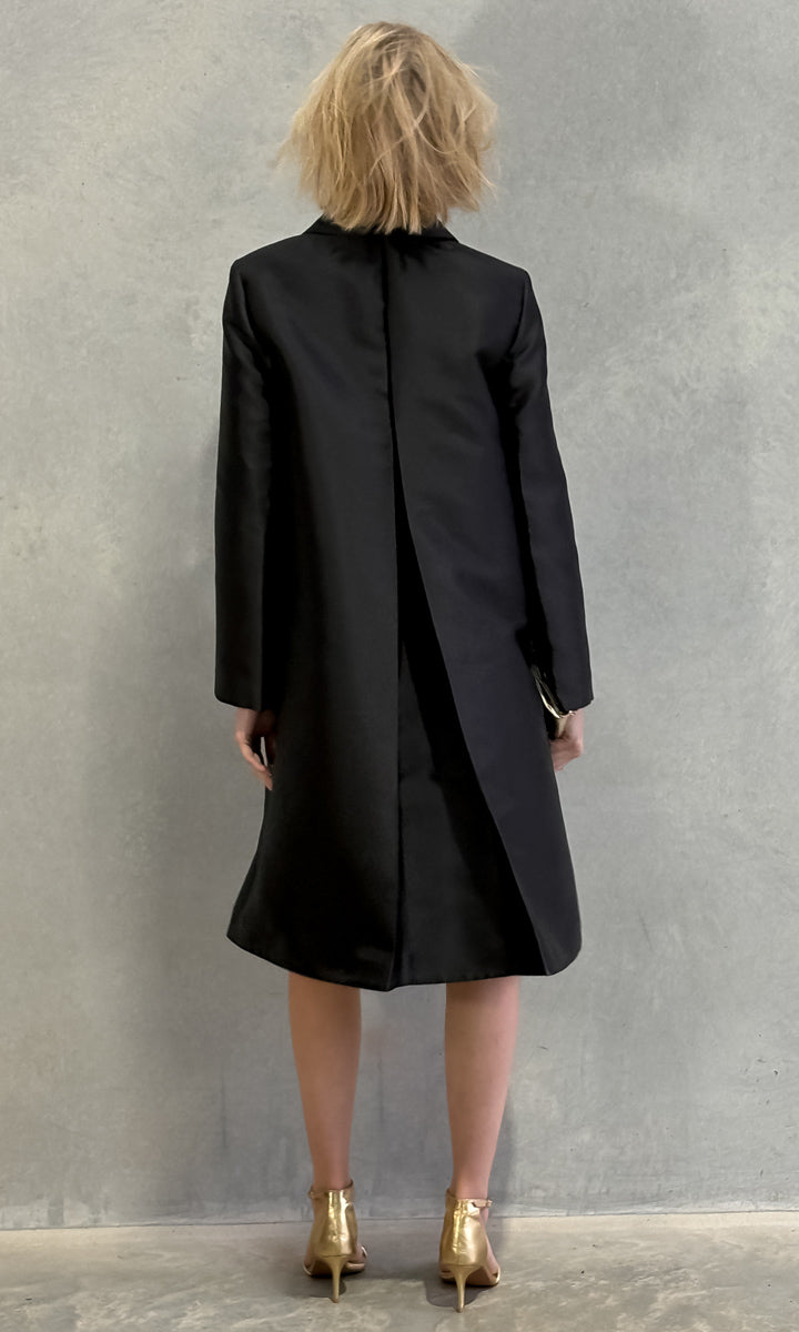 Beatrice b Single Breasted Duchesse Dress Coat - Black
