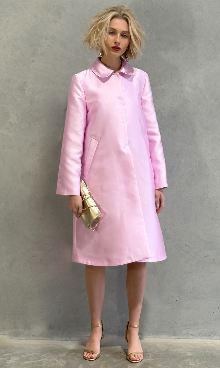 Beatrice b Single Breasted Duchesse Dress Coat - Pink