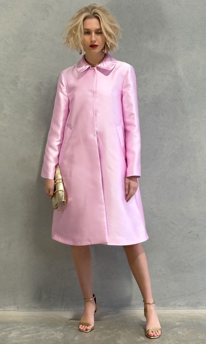 Beatrice b Single Breasted Duchesse Dress Coat - Pink