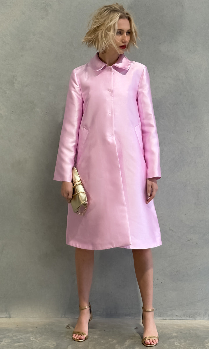 Beatrice b Single Breasted Duchesse Dress Coat - Pink