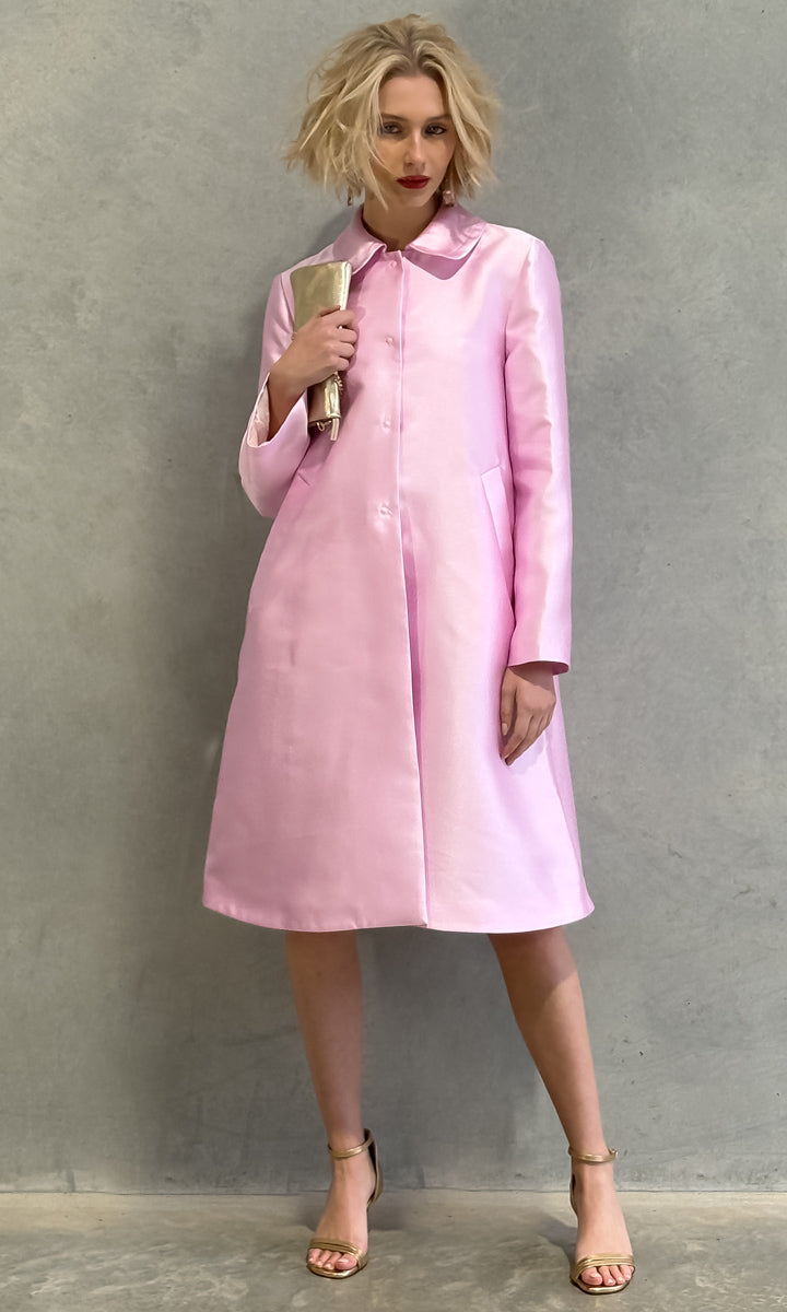 Beatrice b Single Breasted Duchesse Dress Coat - Pink