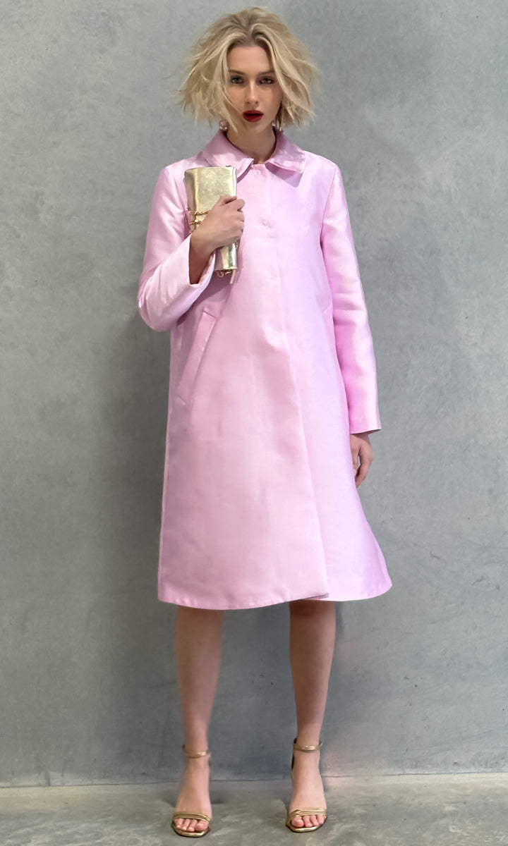Beatrice b Single Breasted Duchesse Dress Coat - Pink