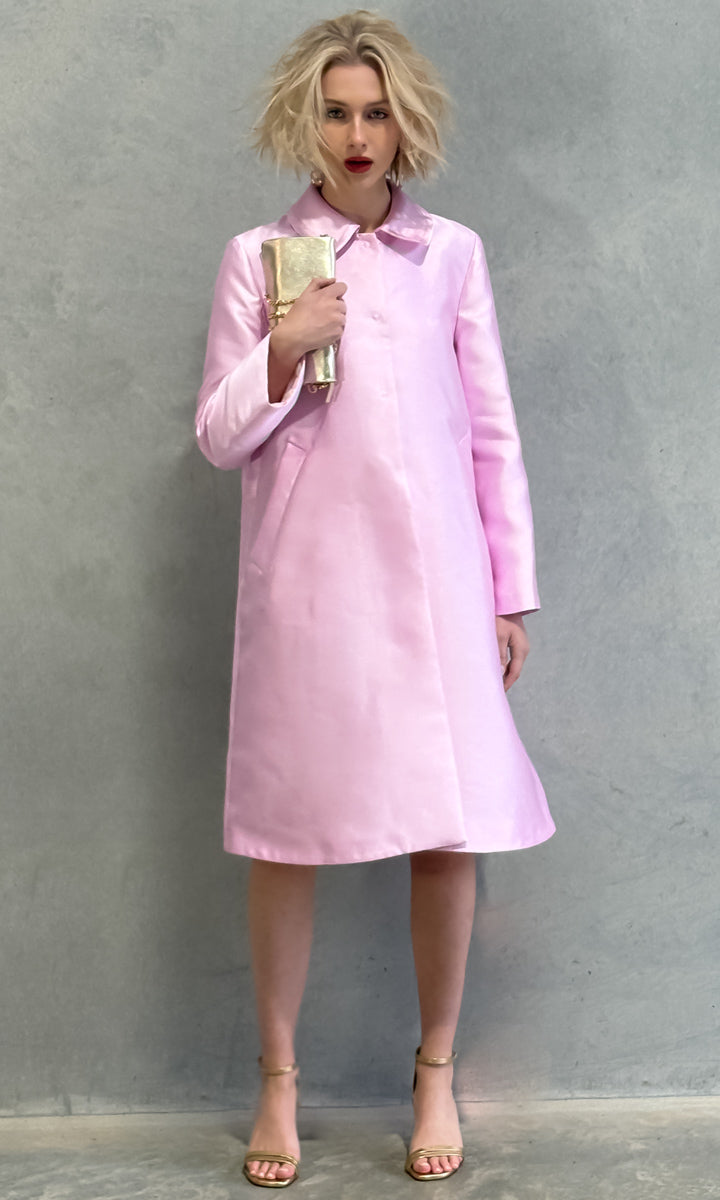 Beatrice b Single Breasted Duchesse Dress Coat - Pink