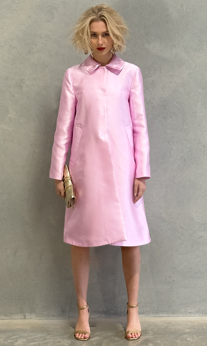 Beatrice b Single Breasted Duchesse Dress Coat - Pink