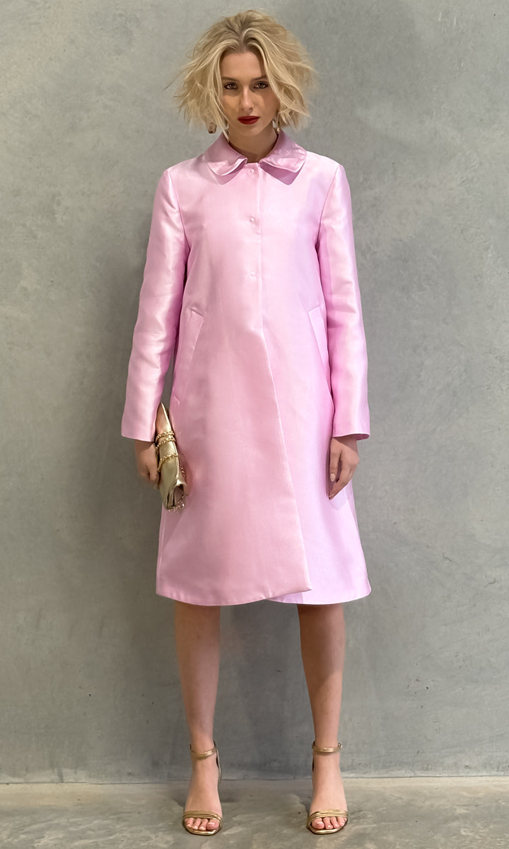 Beatrice b Single Breasted Duchesse Dress Coat - Pink