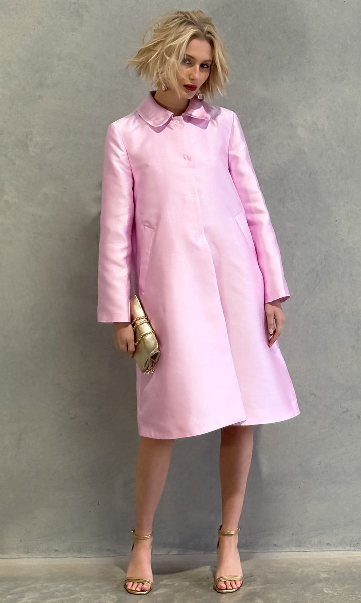 Beatrice b Single Breasted Duchesse Dress Coat - Pink