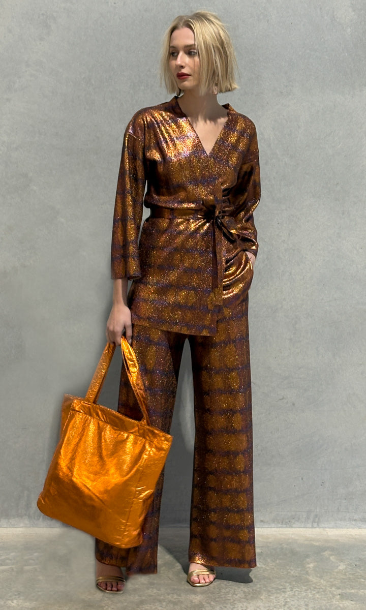 HOSS Leather Parker Tote - Tangerine Metallic