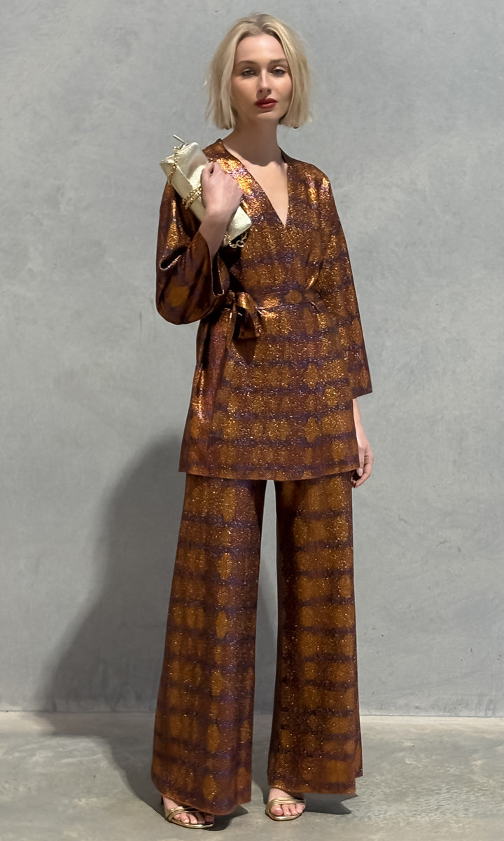 Momoni Crosene  Kimono Jacket - Burnt  gold