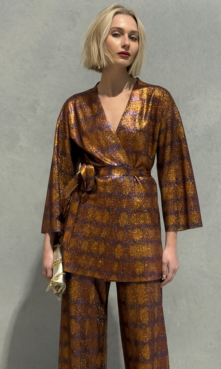 Momoni Crosene  Kimono Jacket - Burnt  gold
